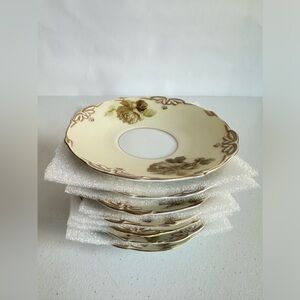 Set of 7 Antique Art Hermann Ohme Silesia Clarion OLD IVORY #16 Plates Sz. 7.5"